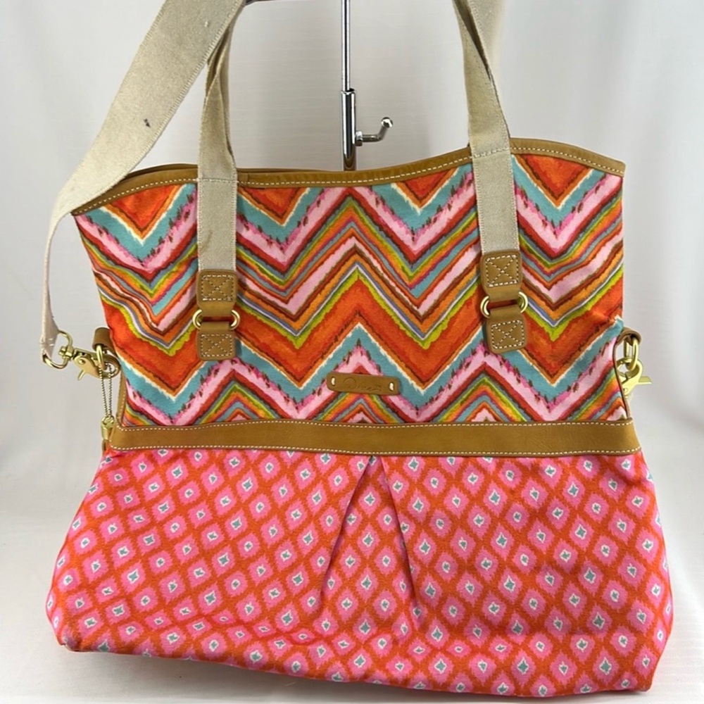 Dena Colorful Chevron and Diamond Pattern Tote